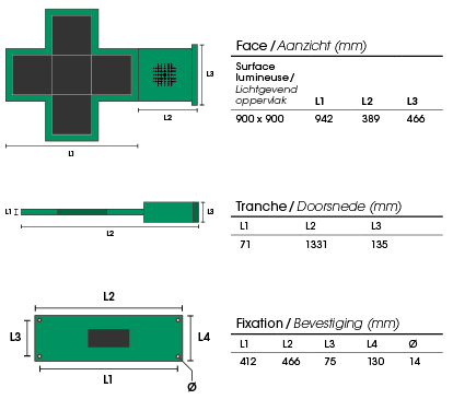 H-Sign 1000 - Croix de Pharmacie 2560 diodes